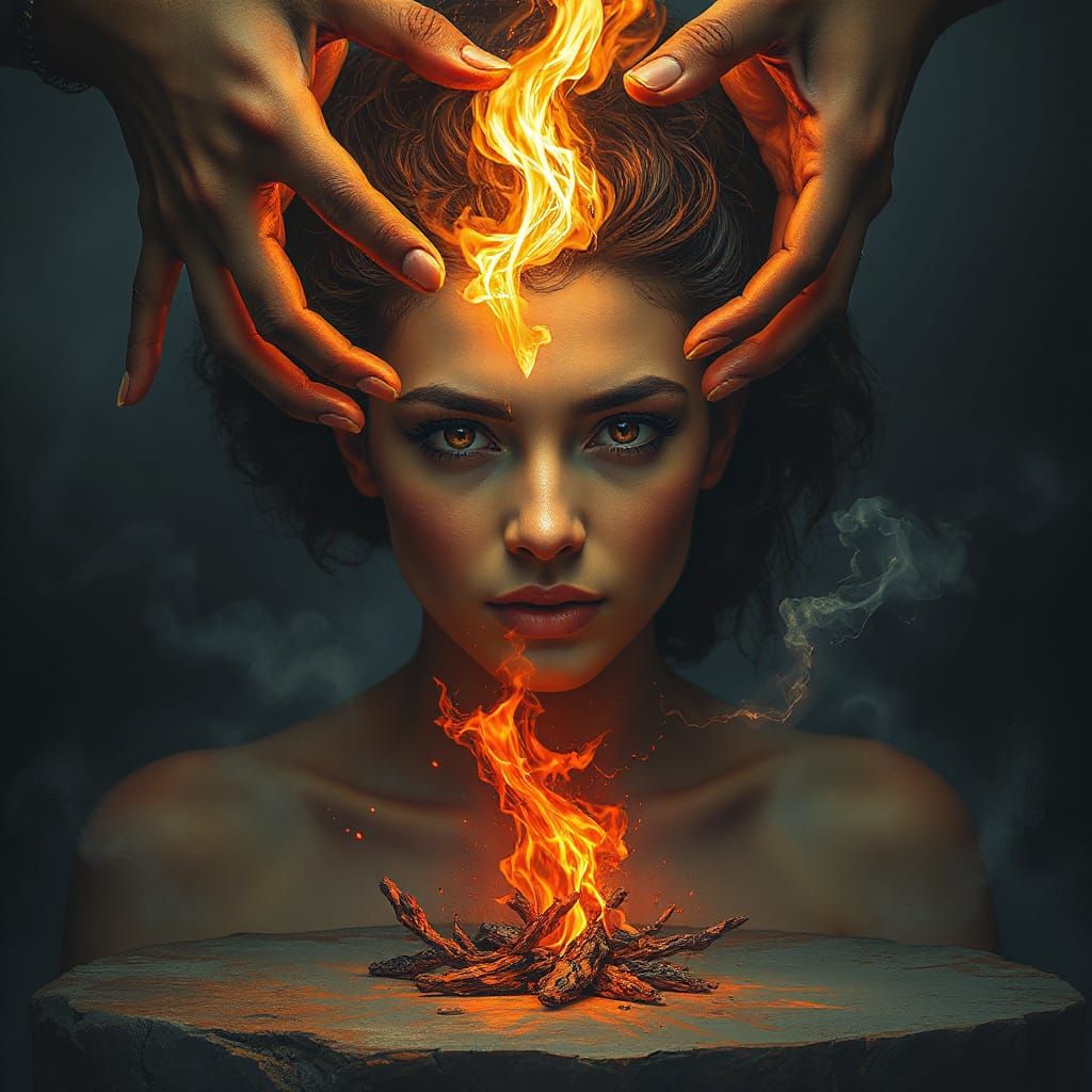 Sculpture of Smoldering Ash Goddess Unleashes Celestial Fury