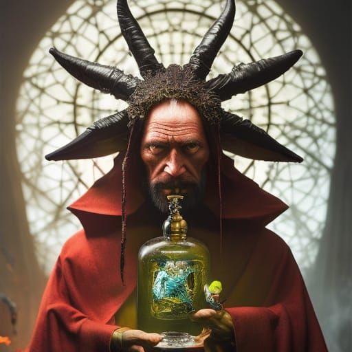 Booze Hound Maniac in Aqua Crystal: Hyperrealistic Digital A...