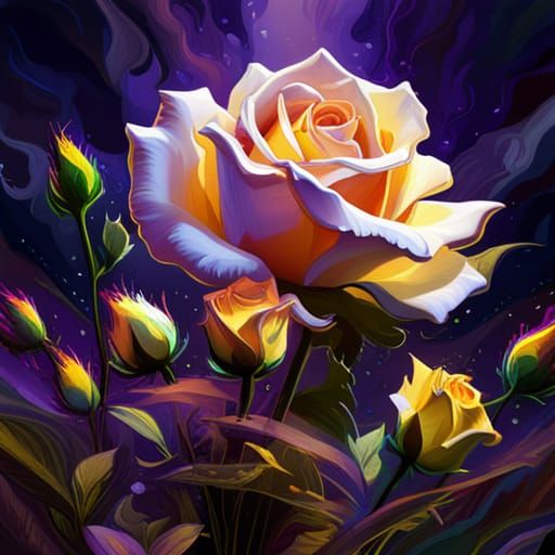 White Roses in Dark Fantasy Style