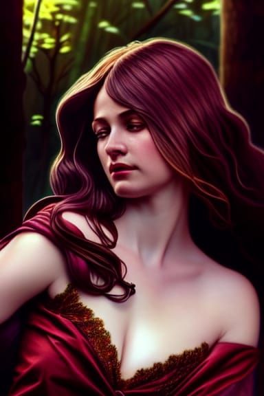 Beautiful Forest Queen Portrait in Classic Art Style