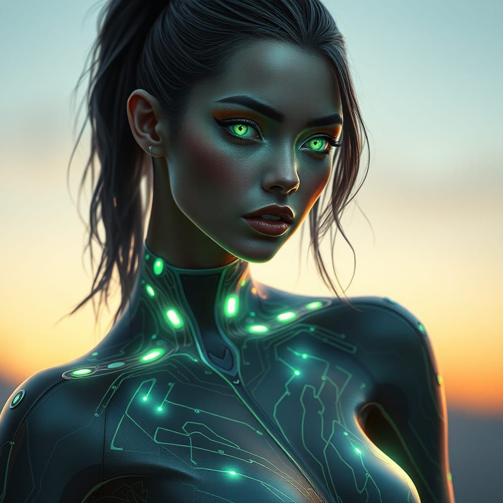 Ethereal Alien Woman in Futuristic Digital Art Style