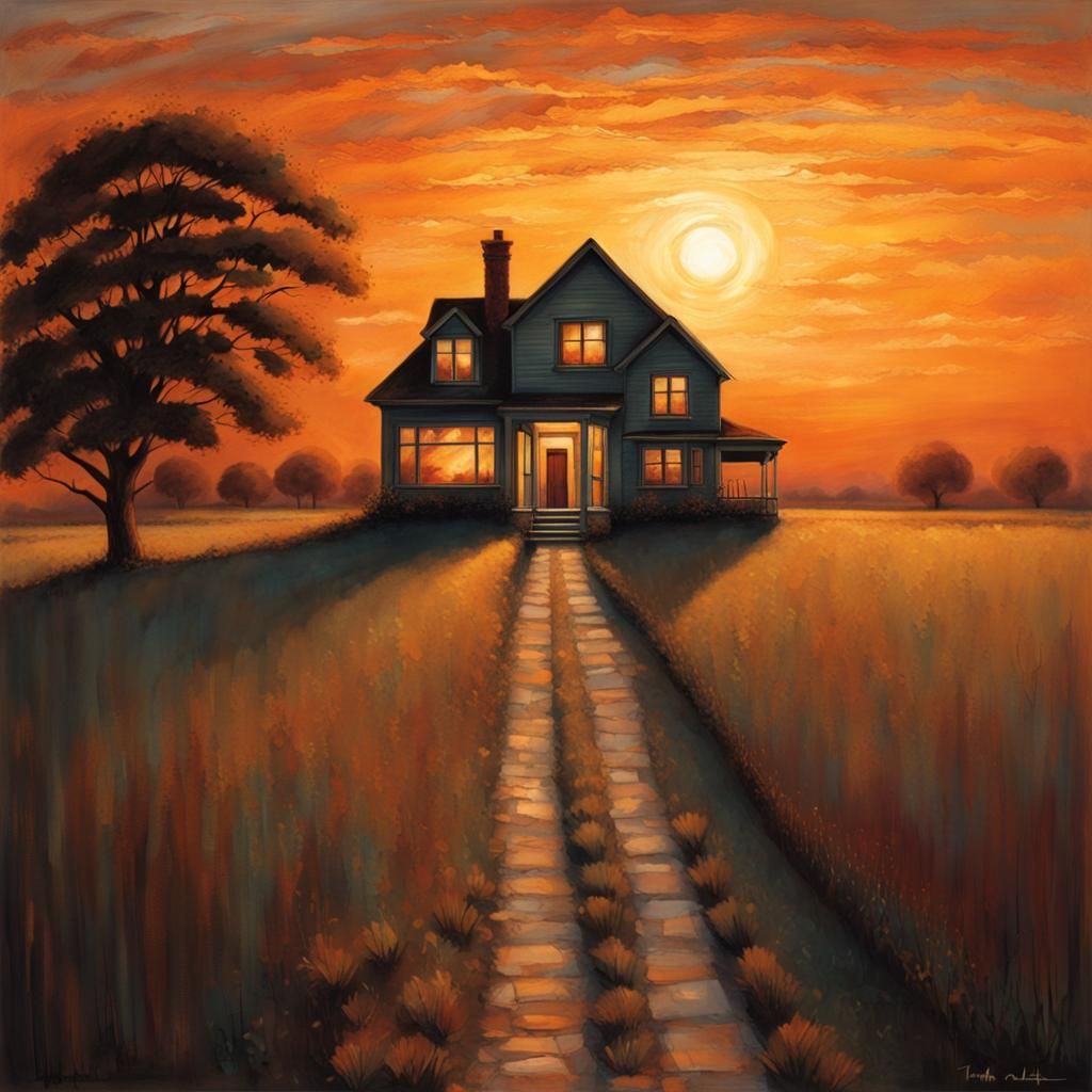 Sunset Journey Home: Evoking Warmth and Belonging