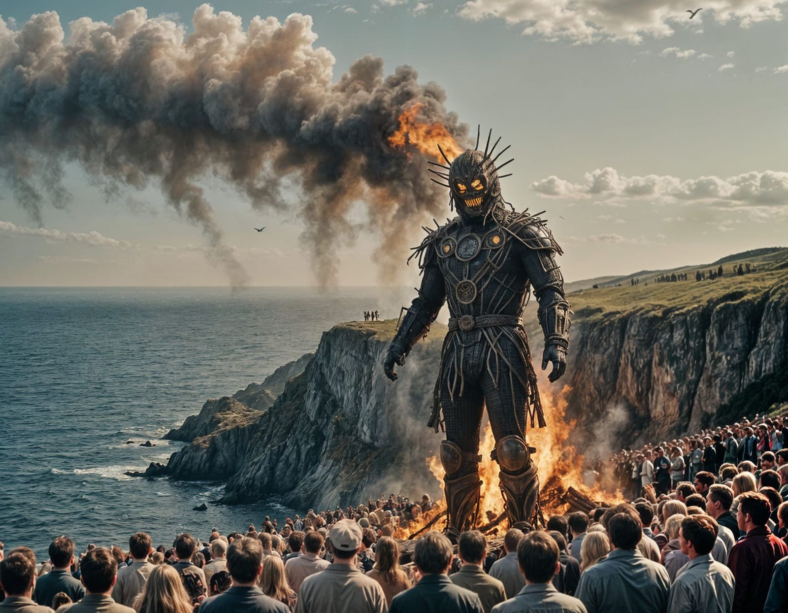 Dramatic Wicker Man Burning: Cinematic Film Still