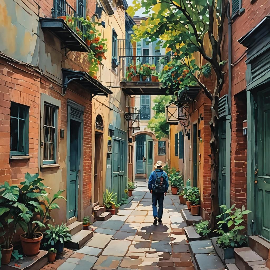 Impressionist Gouache Painting of Homecoming