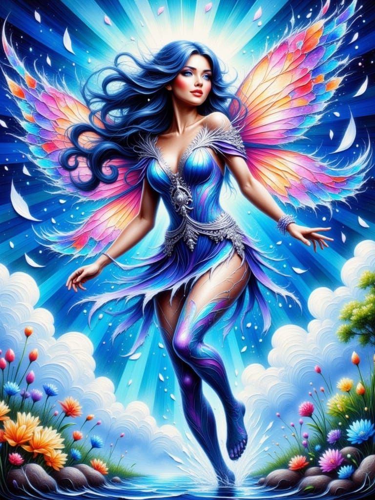Majestic Fairy in Impasto Oil Painting Style