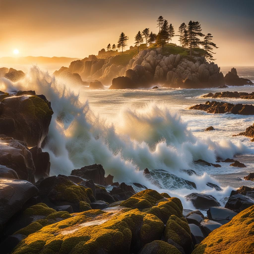 Cinematic Golden Hour Ocean Waves