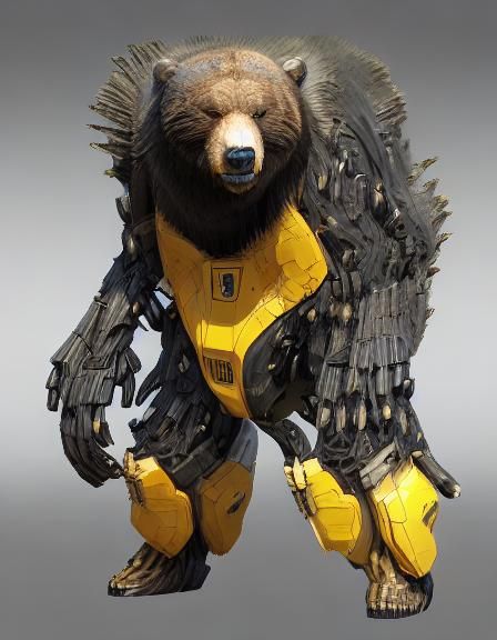 Bumble Bee Grizzly Bear in Anime Art Style