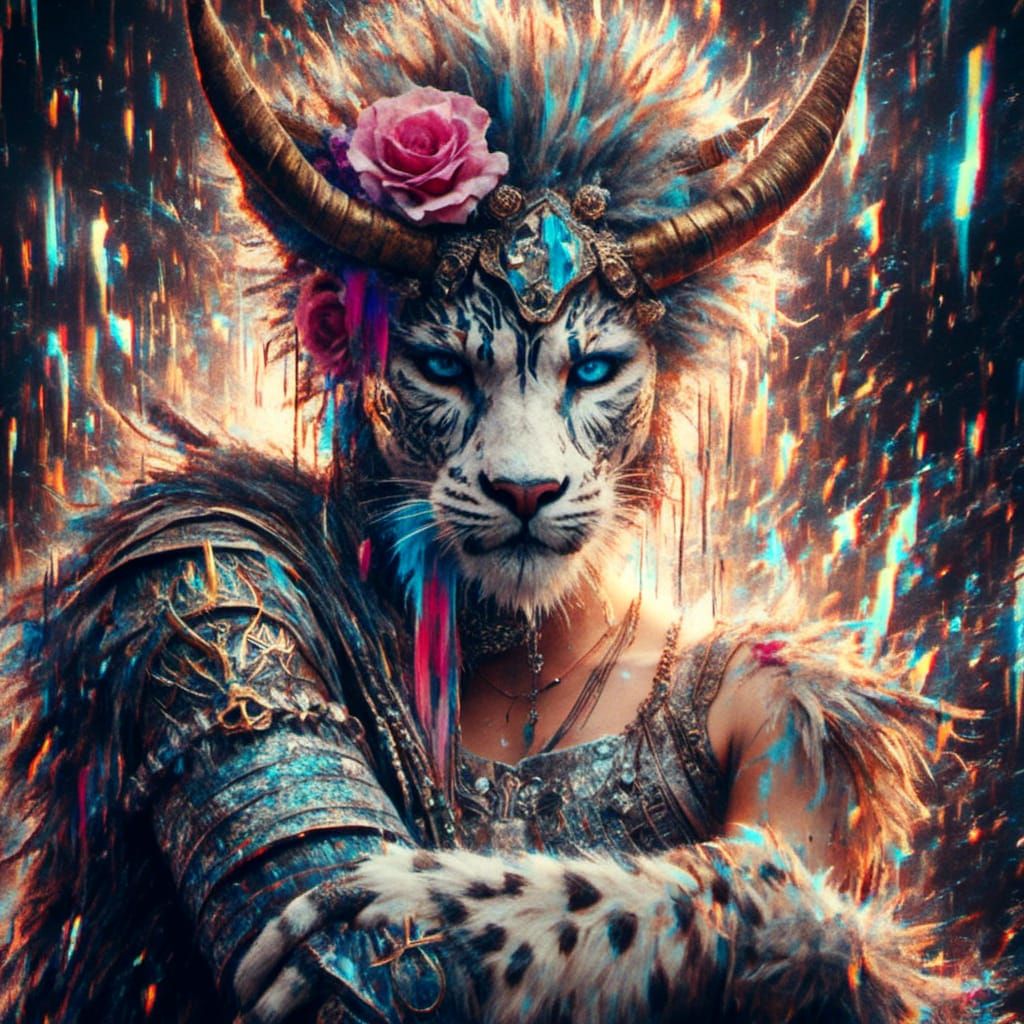 Abstract Glitch Art with Distorted Lines