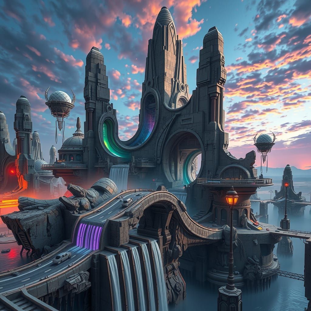 Surreal Sci-Fi Ruins in Mandelbulb-3D Style