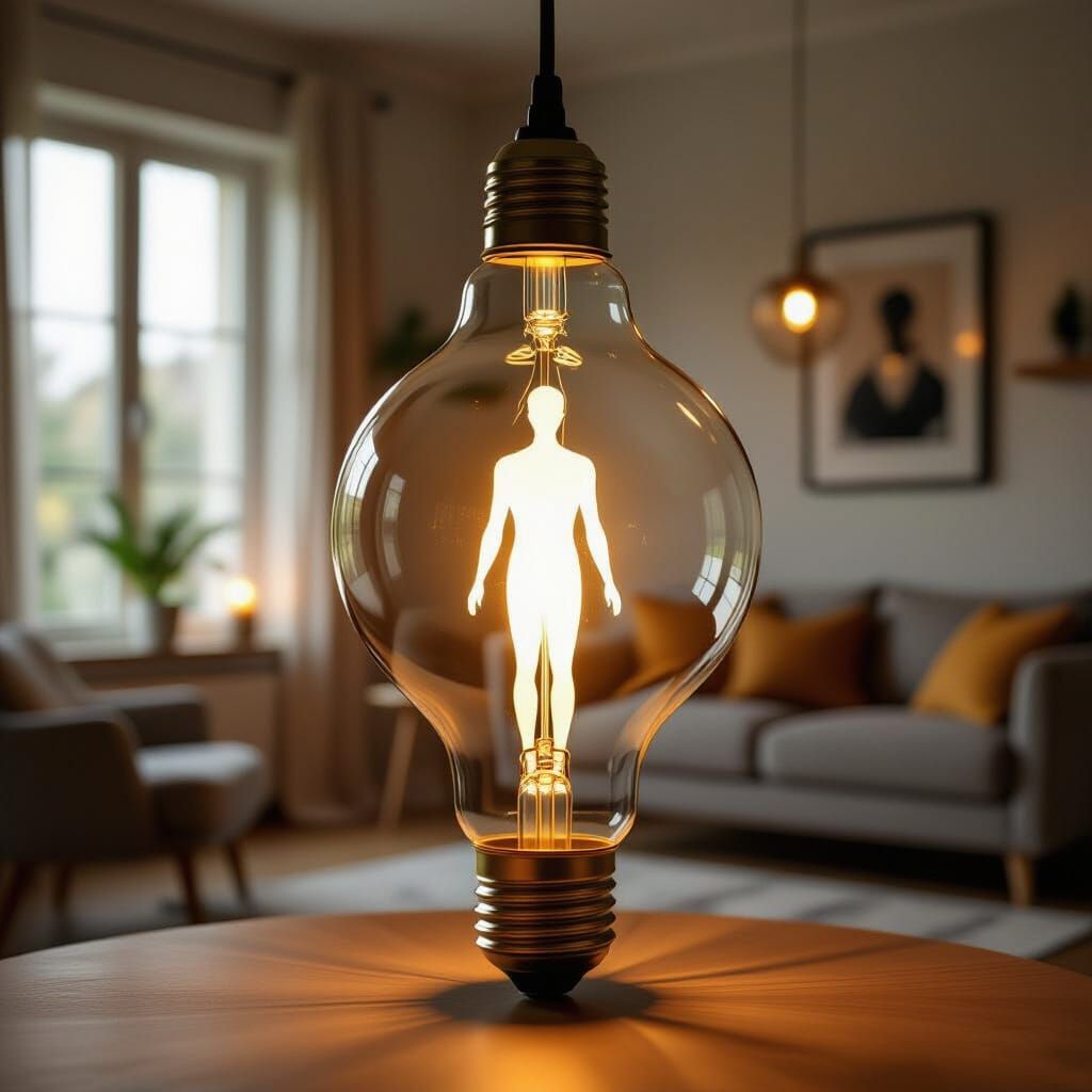 Cozy Room Lit By Body-Shaped Lightbulb