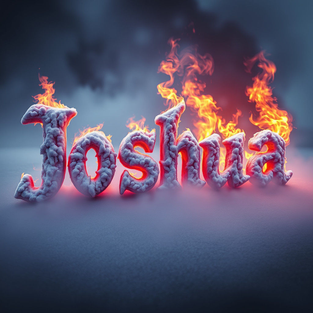 Fiery Gothic Letters Spell Joshua in Digital Art