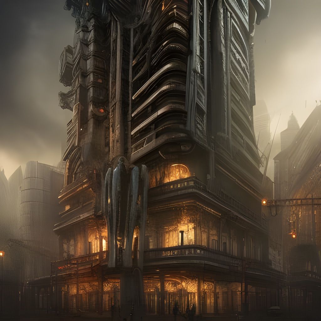 Epic Biomechanical Buildings in a Creepy City