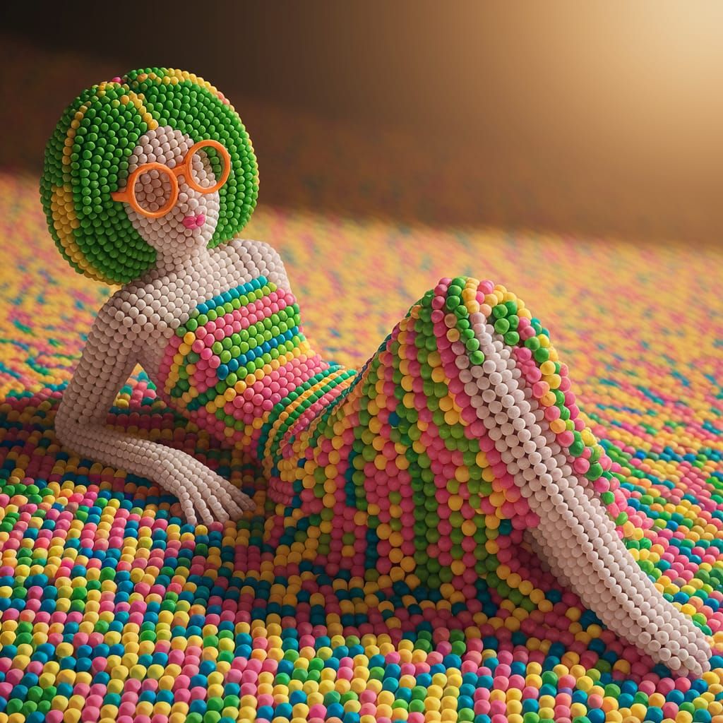 Whimsical Candy Goddess Basks in Golden Sunlight