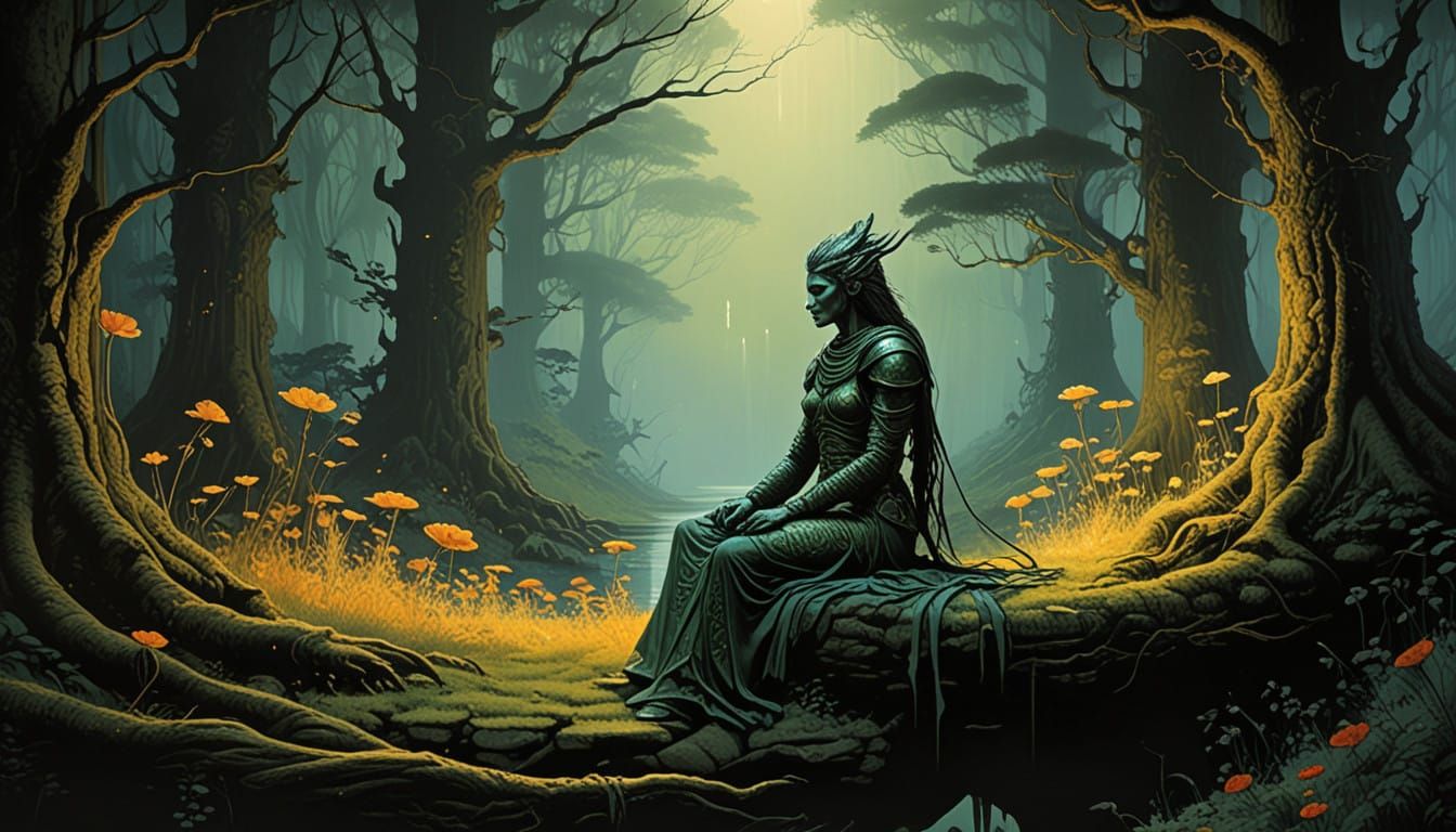 Mystical Druidess in Enchanted Forest Realm