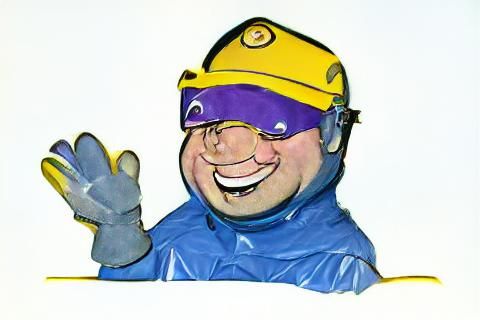 Smiling Man in Helmet and Goggles