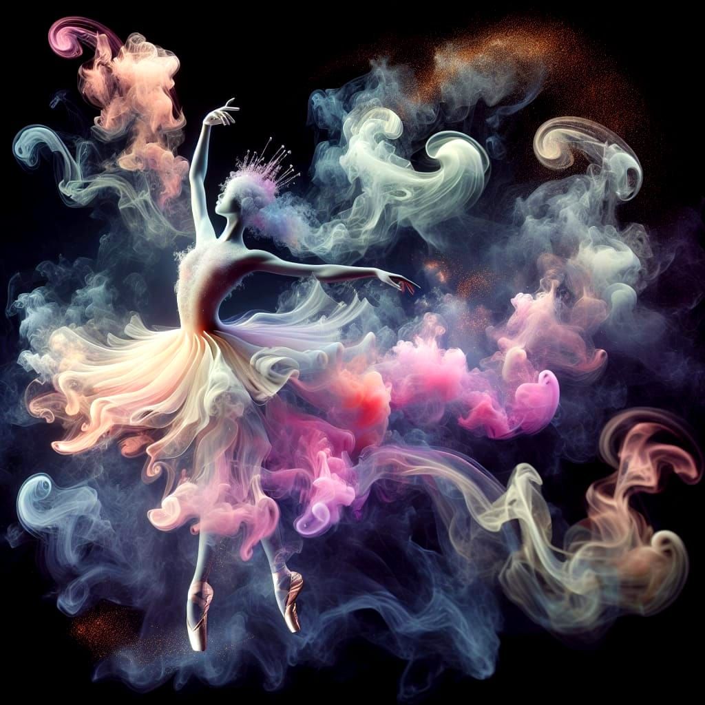 Spectral Ballerina in Ethereal Smoke