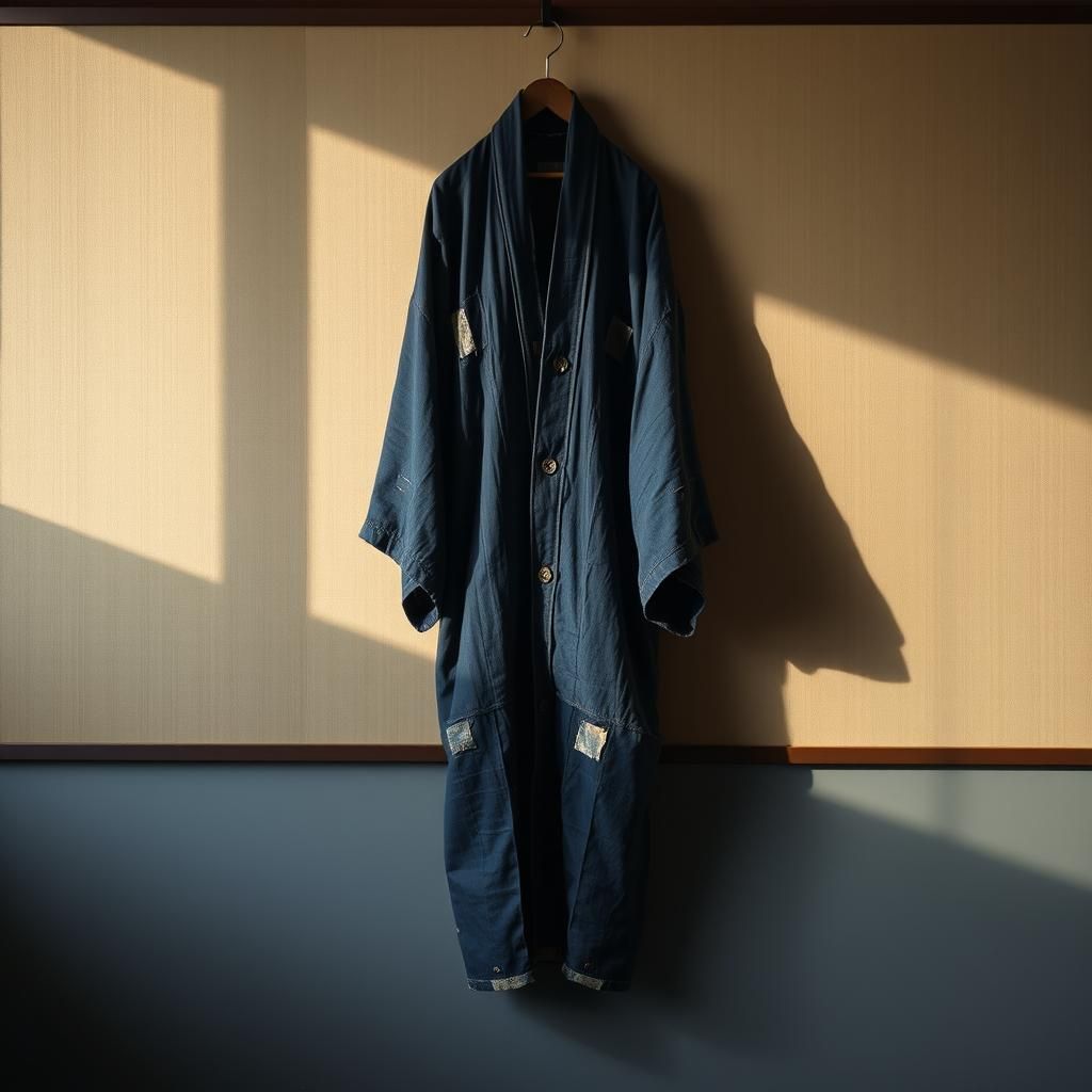 Ragged Boro Kimono Relic on Japanese Screen