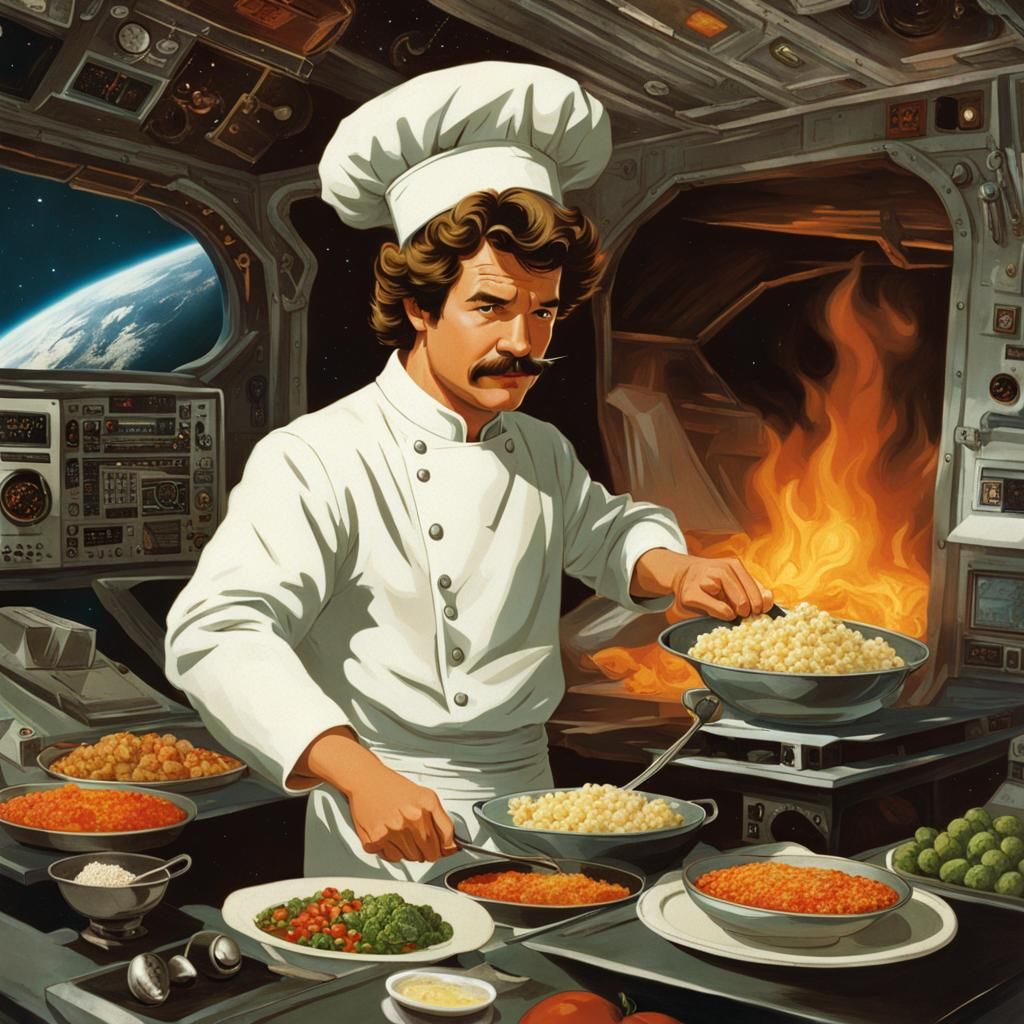 Mark Twain Cooking Asian Food on Space Station