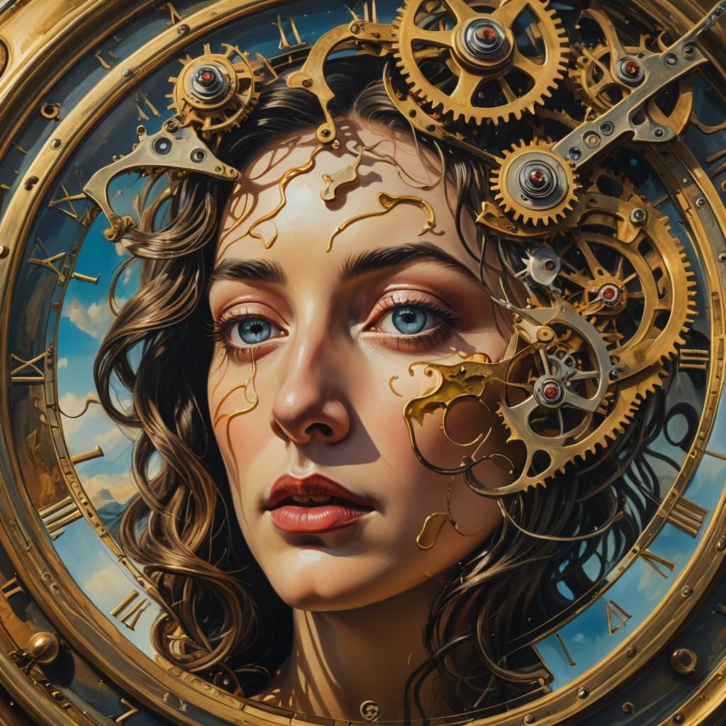 Surreal Melting Face: A Dreamlike Oil Painting