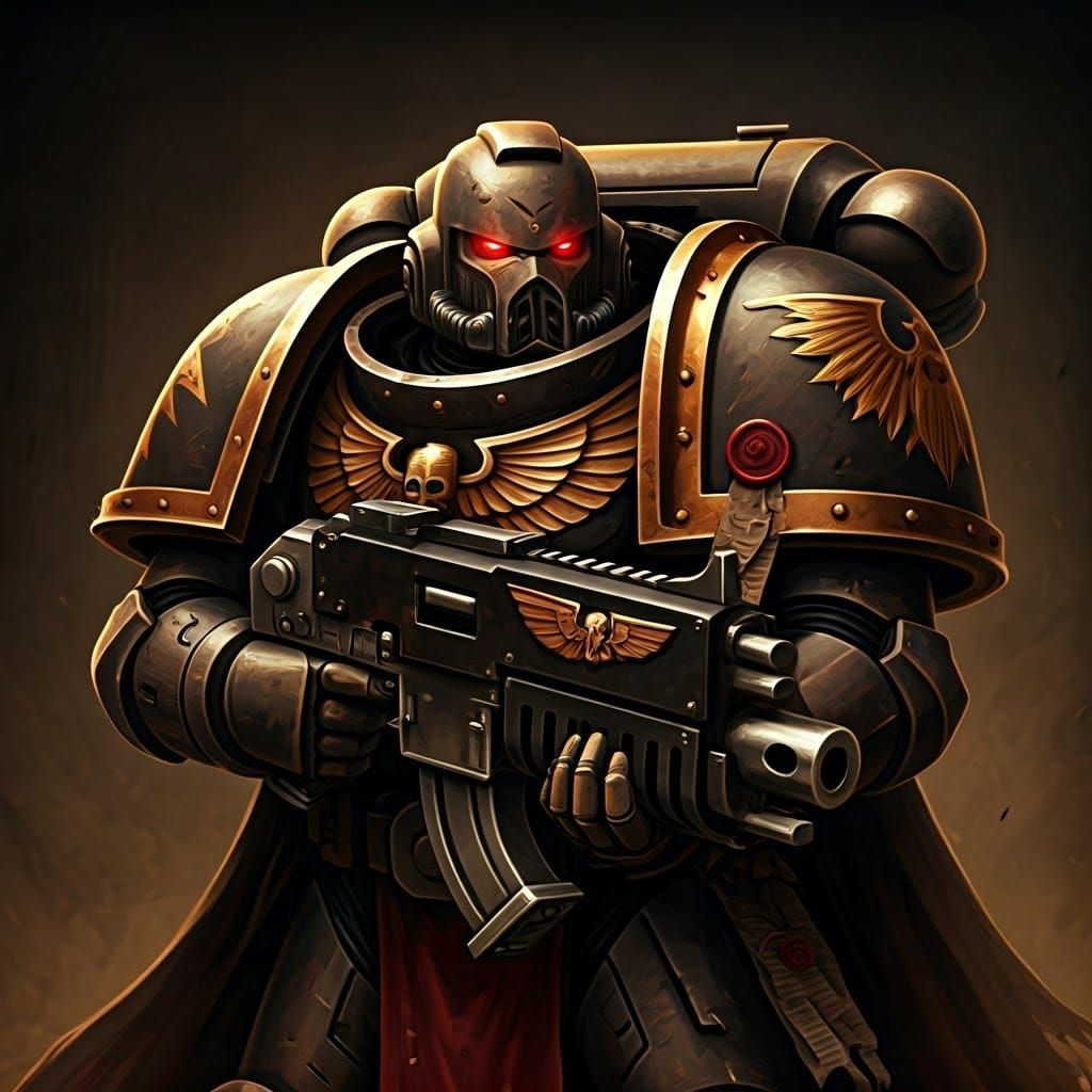 Space Marine Wood Carving in Rembrandt Lighting