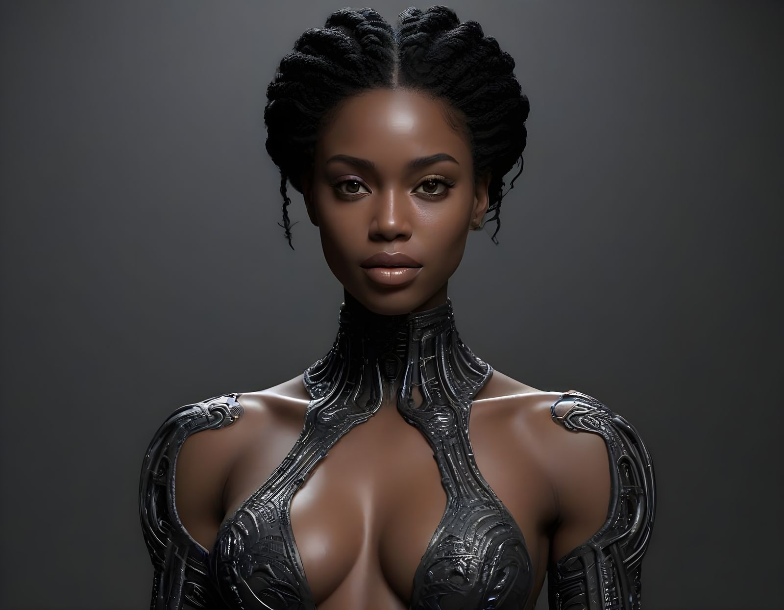 Ethereal Ebony Goddess in Soft Chiaroscuro
