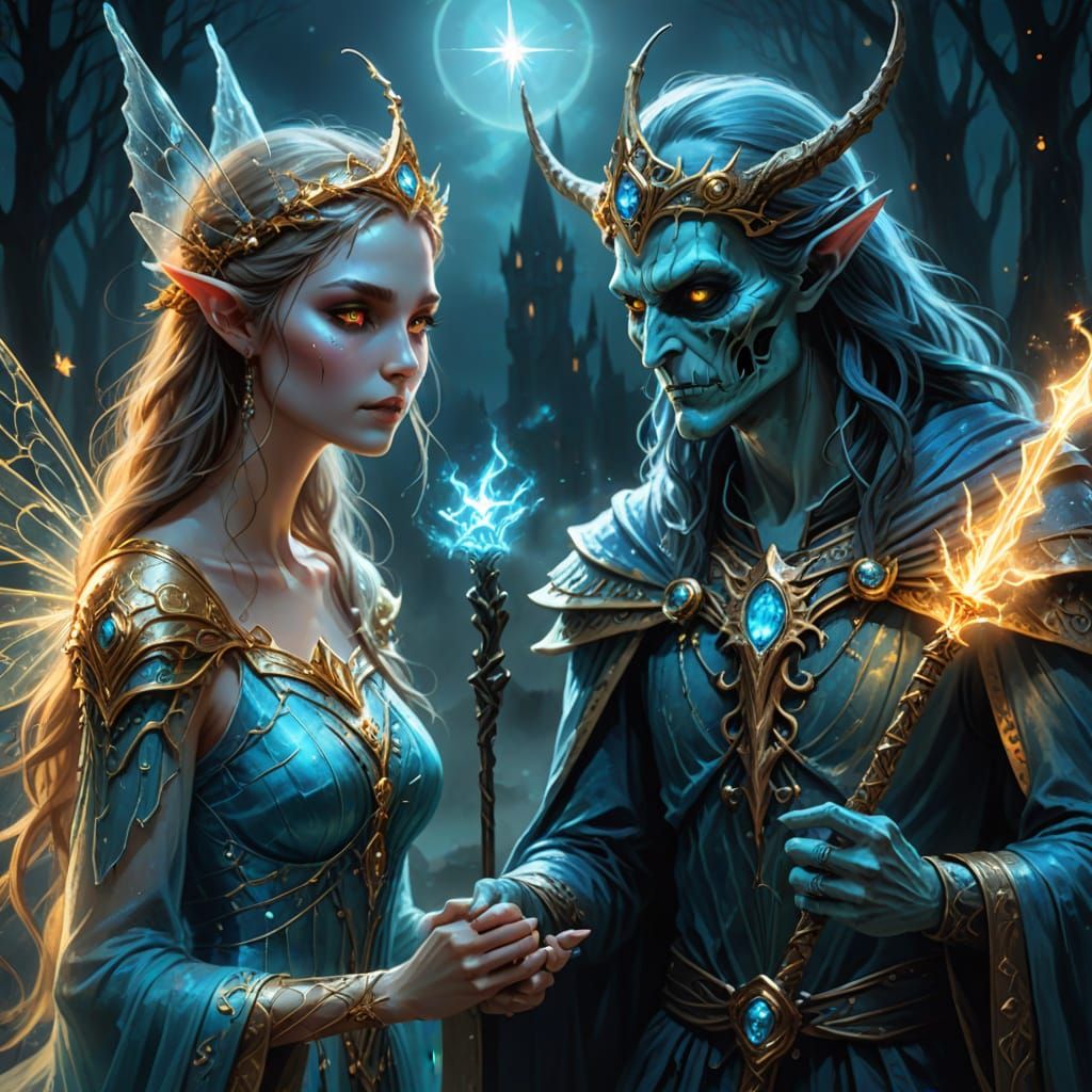 Light Fairy vs Lich: A Digital Fantasy Painting