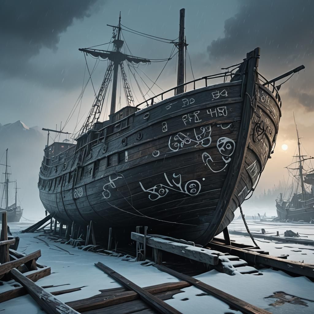 Fishing Boat at Kingsport: Dark Fantasy Matte Painting