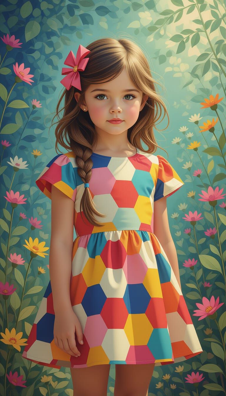 Girl in Hexagon Frock: Hyperrealism Portrait