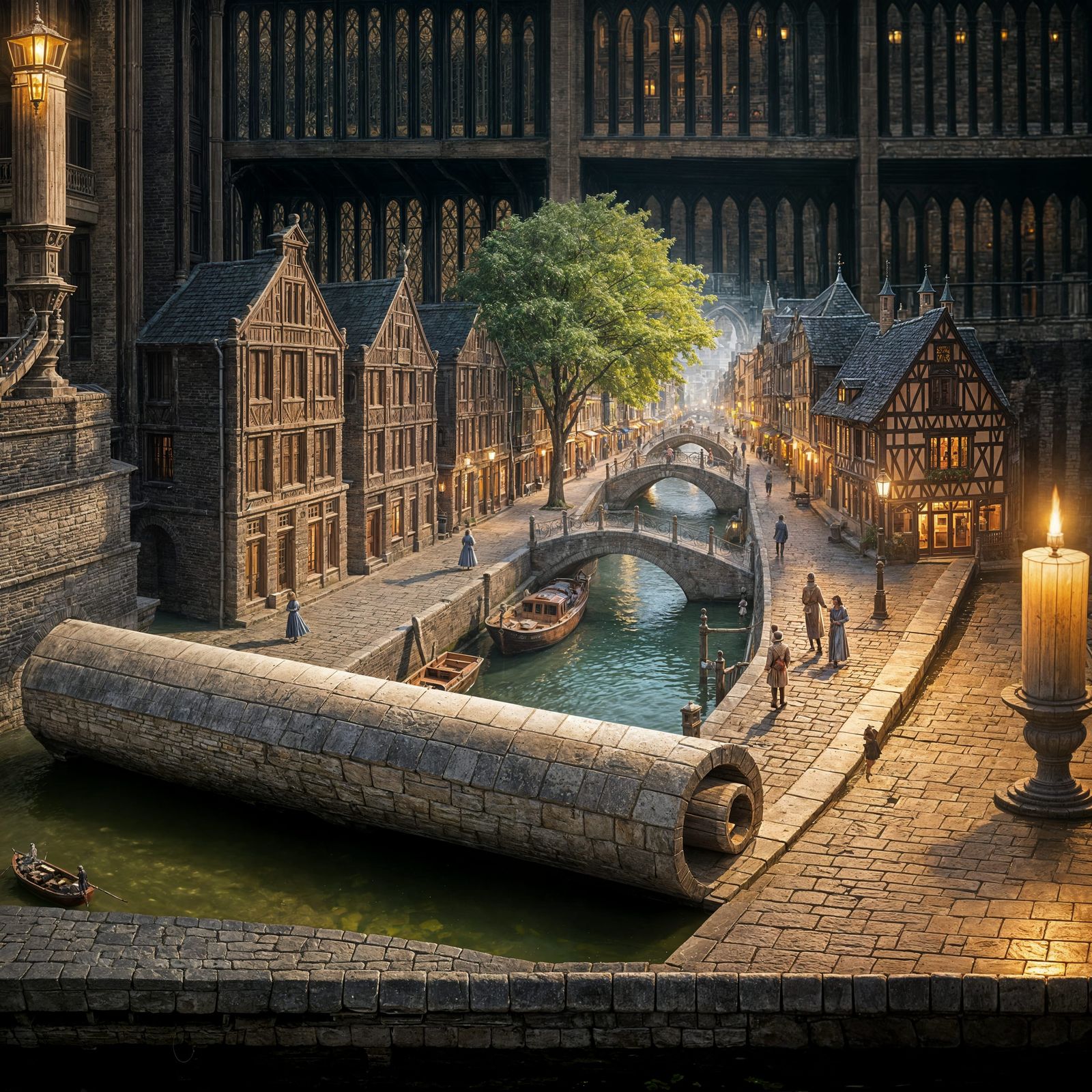 Magical Scroll Reveals Glowing Canal City