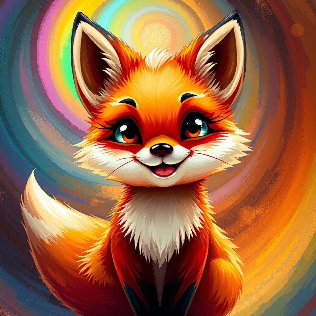 Cartoon Fox in Modern Impressionist Surrealism Style