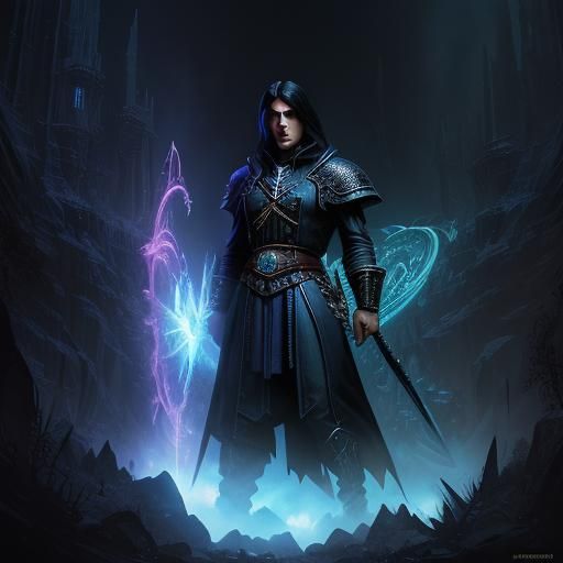 Drow Adventurers in a Neon Underworld: Fantasy Art