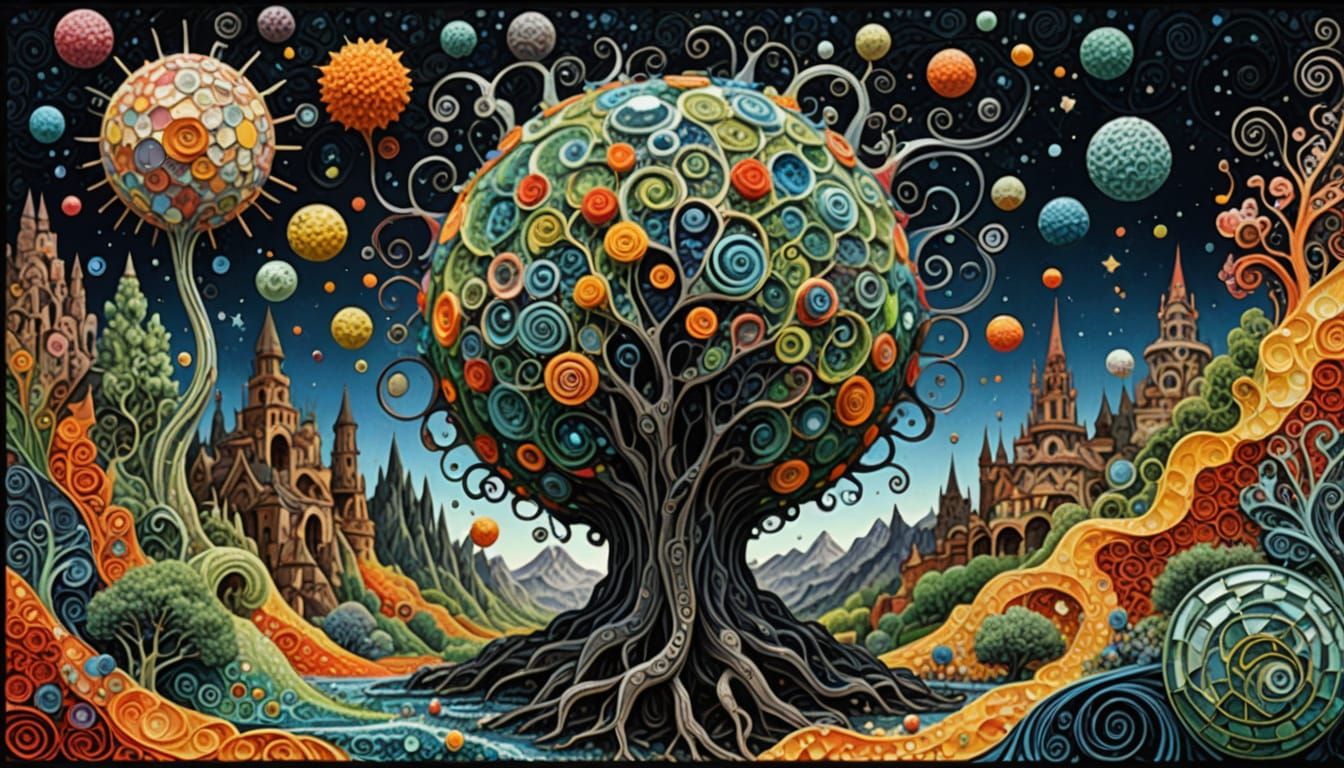 Cosmic Tapestry in Vibrant Digital Art