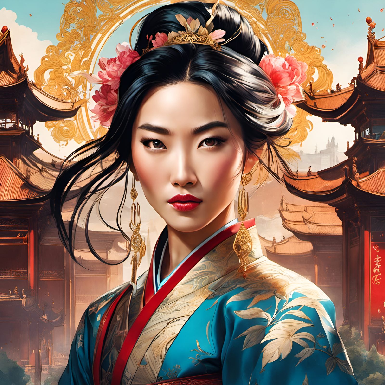 Princess Mulan Portrait in Milan, Digital Art