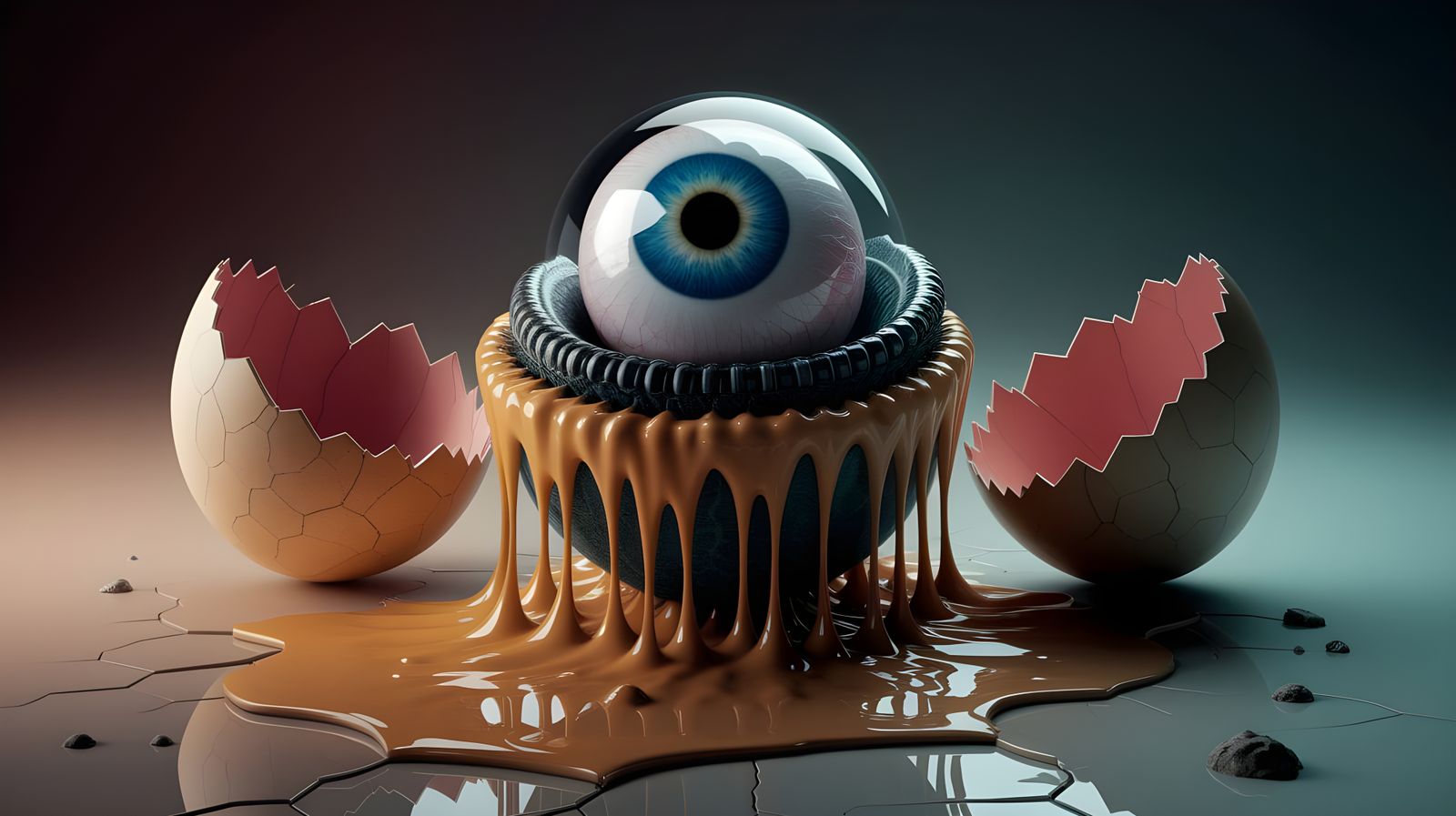 Alien Cocoon in Surreal, Dark Sci-Fi Art