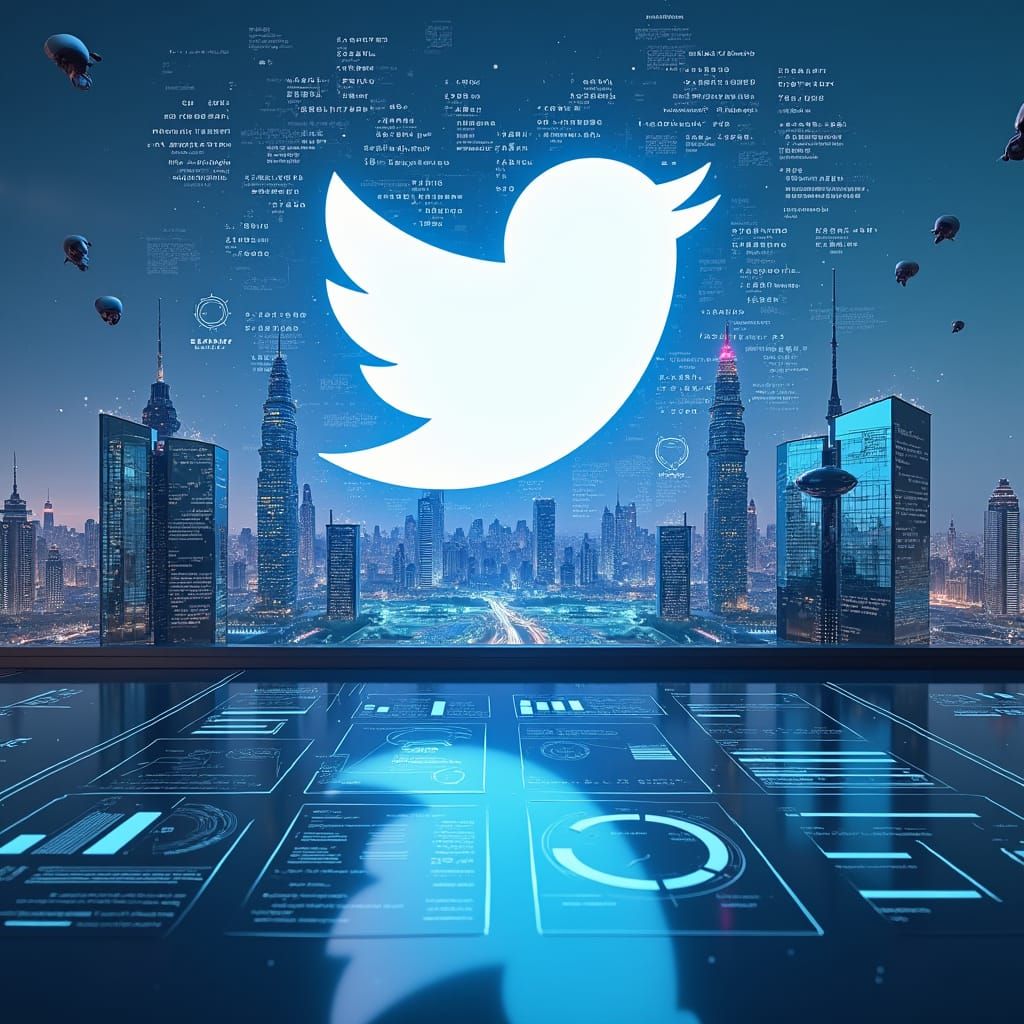 Futuristic Cityscape: Social Media and AI Integration