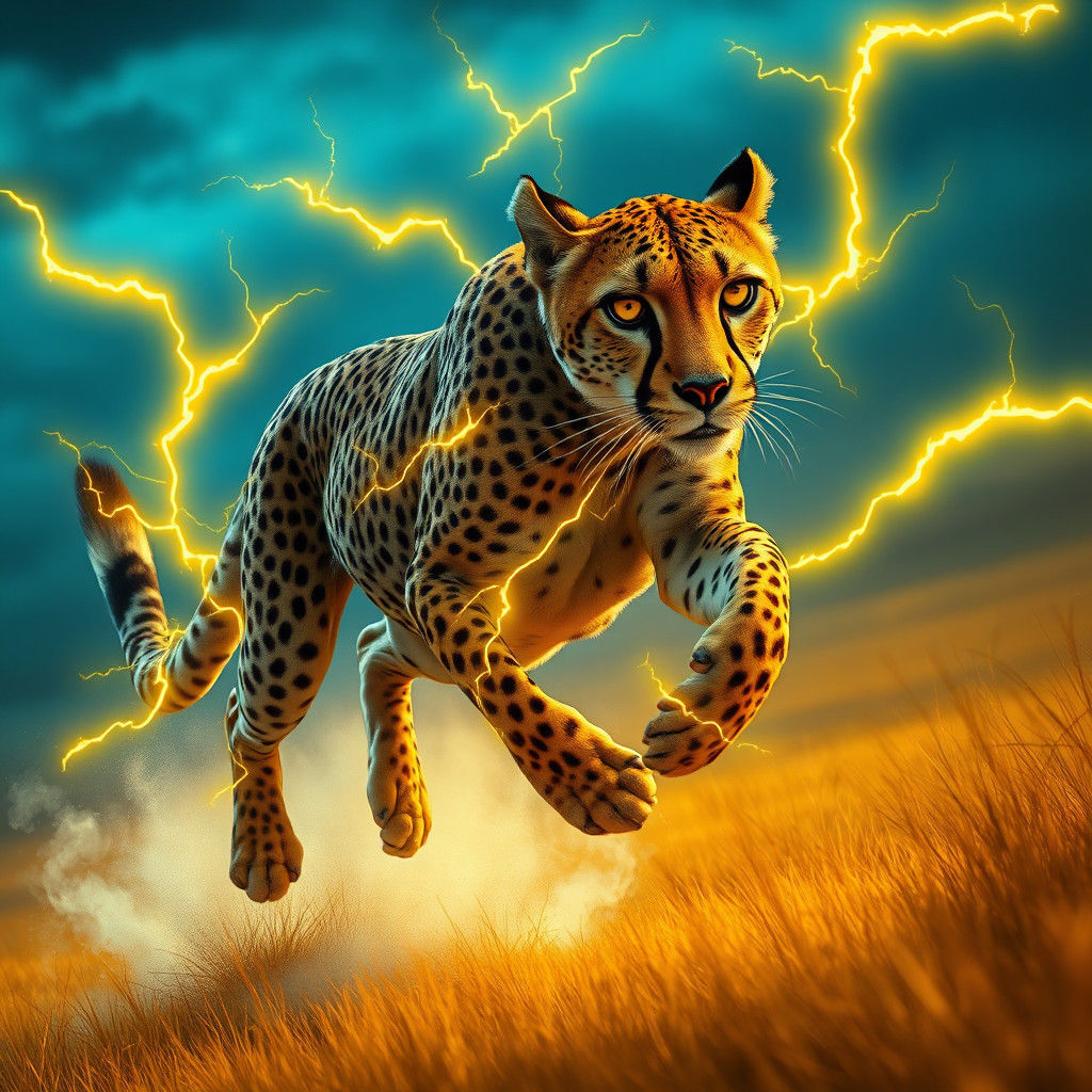 Electric Cheetah on the Savannah Plains