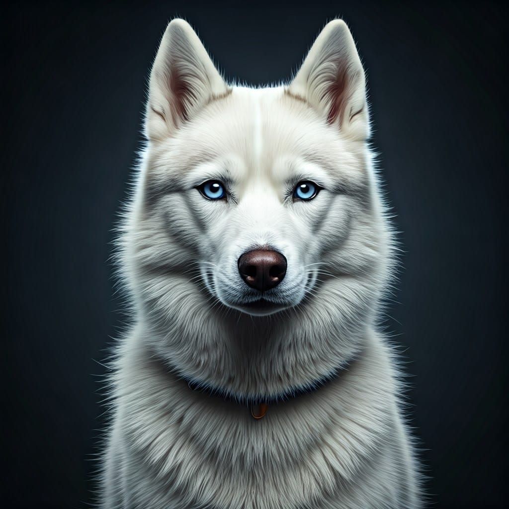 Majestic Blue-Eyed Husky Rescue Hero Portrait