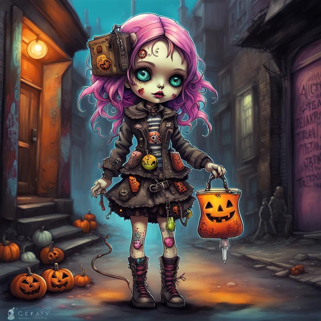 Aetherpunk Doll Trick or Treating: Halloween Night