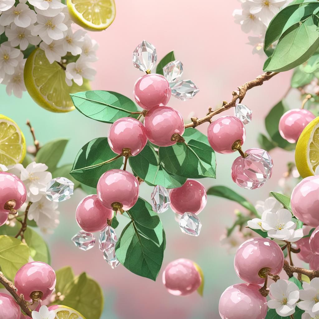 Rococo Crystal Cherries in a Mediterranean Garden