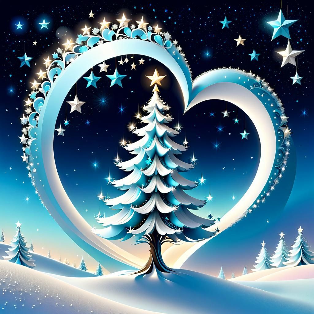 Wind Christmas Tree Surrounded by Hanging Stars