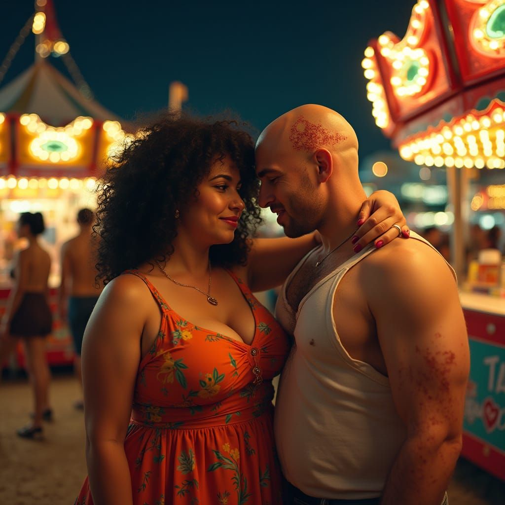 Romantic Carnival Scene in Expressive Realism Style