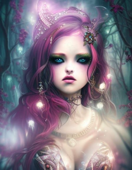 Dark Fantasy Witch with Bone Crown Collage