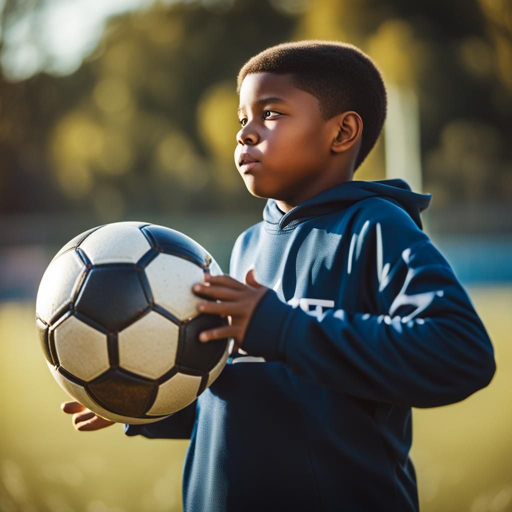 A Plump 12-Year-Old Boy Playing Football
