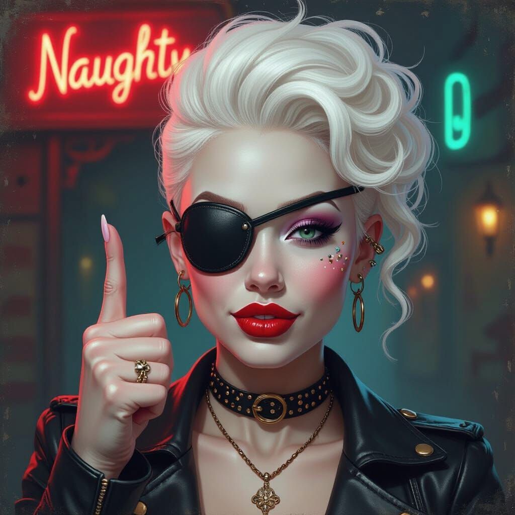 Flirty Albino Woman in Art Nouveau Style