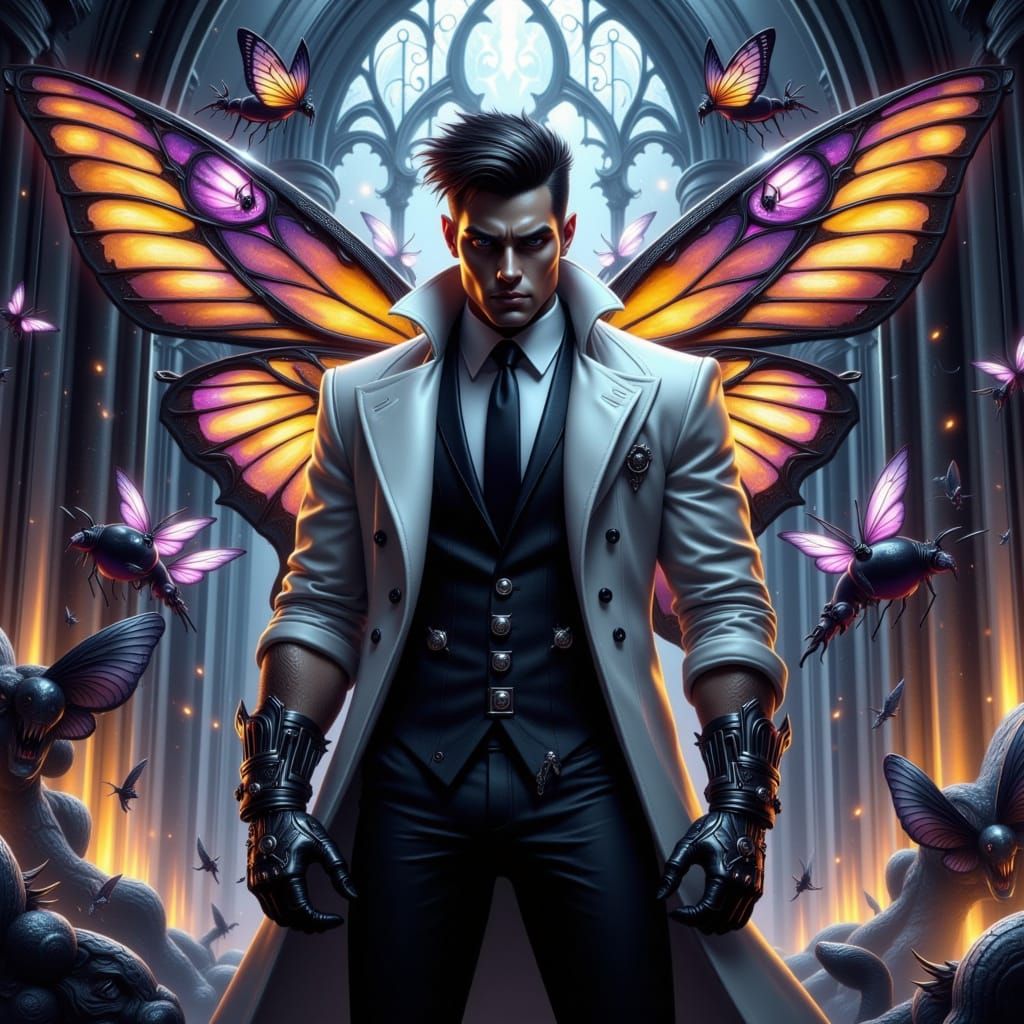 Dark Fantasy Portrait of a Muscular Detective in Cyberpunk C...