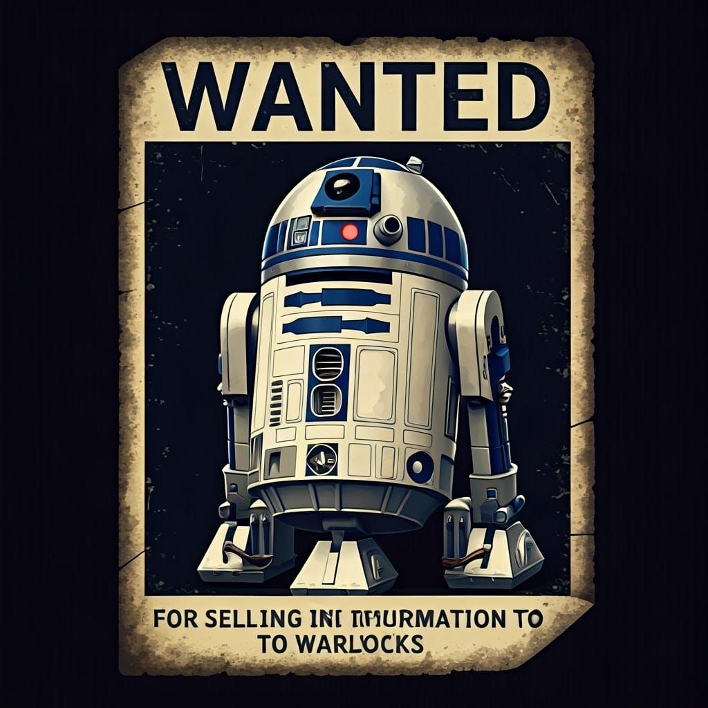 R2D2 Retro Poster in Cyberpunk Style