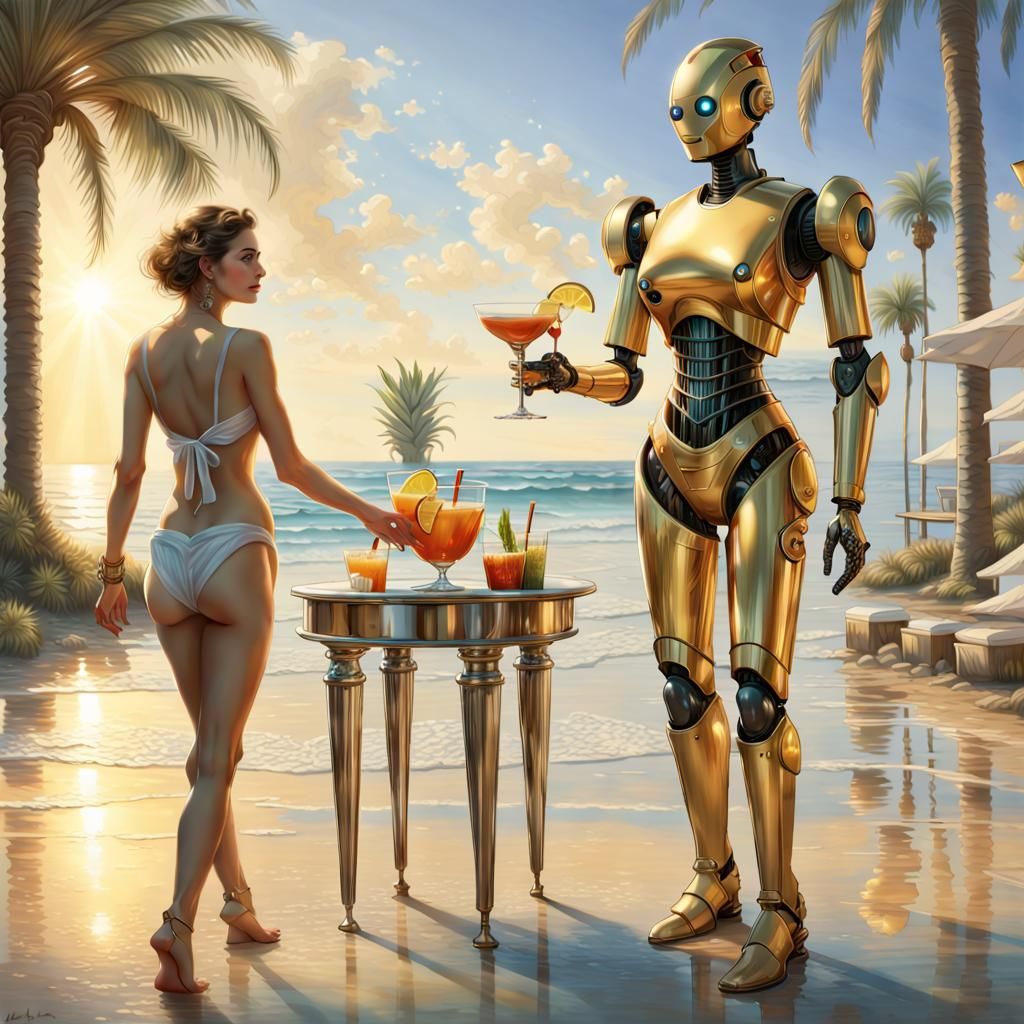 Robot Butler Serves Cocktails on Palm Beach