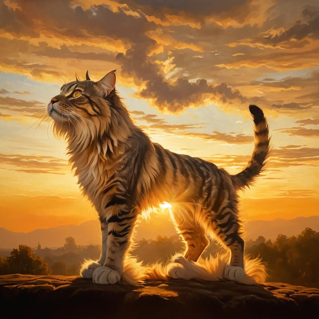 Detailed Oil Portrait of a Brown Tabby Cat