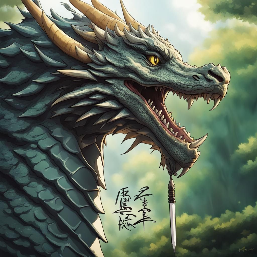 Fantasy Dragon Logo in Anime Style