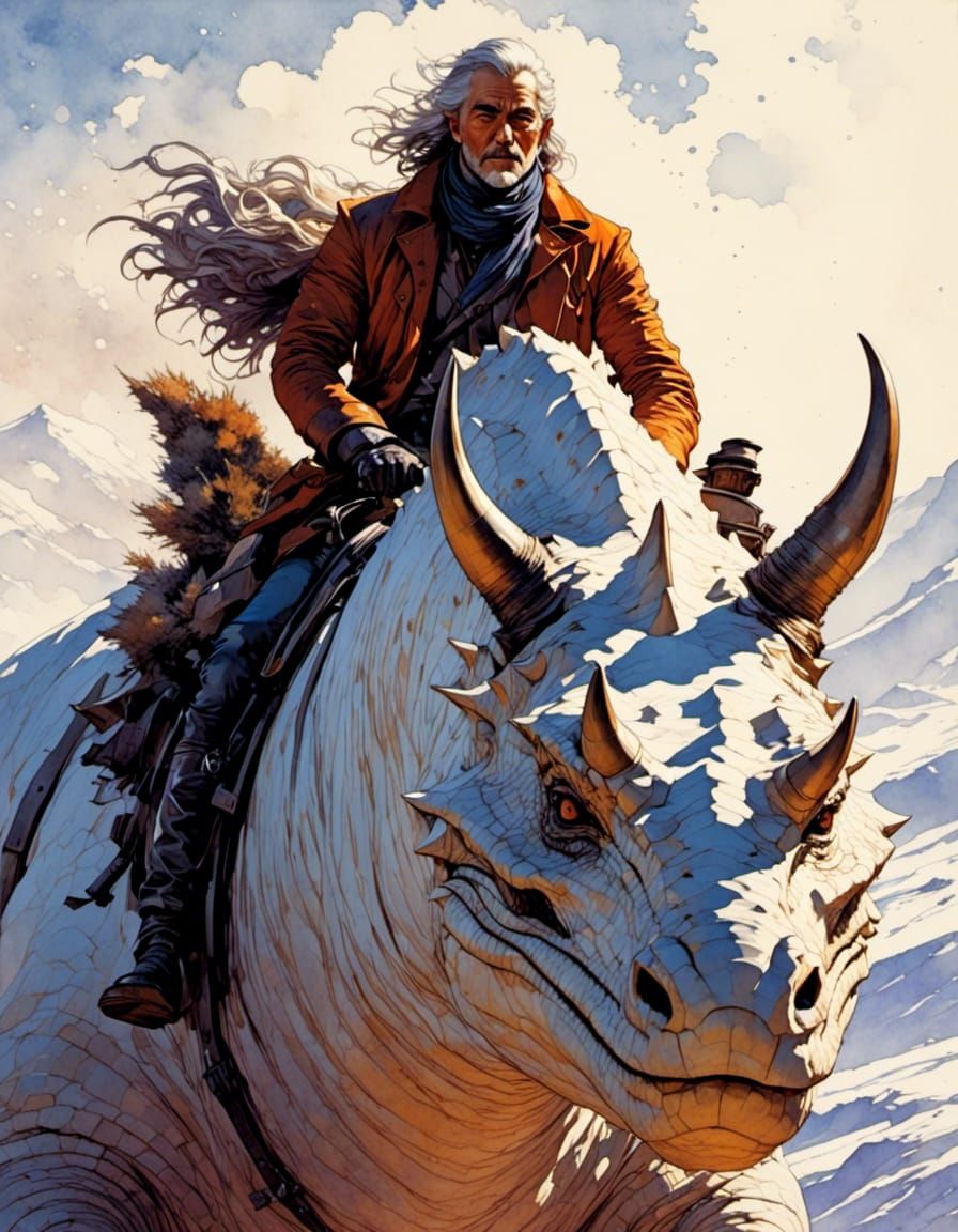 the Warden of Fire Peak on his Styrakos